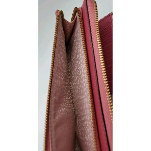 Kate Spade Mauve Leather Zip Around Wallet Billfold - Picture 8 of 12